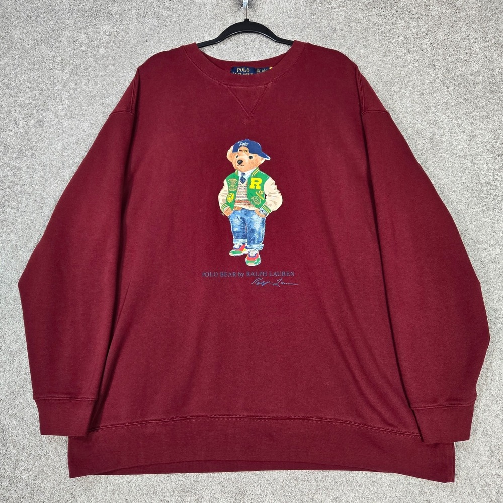 Polo Ralph Lauren Varsity Polo Bear Fleece Sweatshirt Red Mens 3XLT